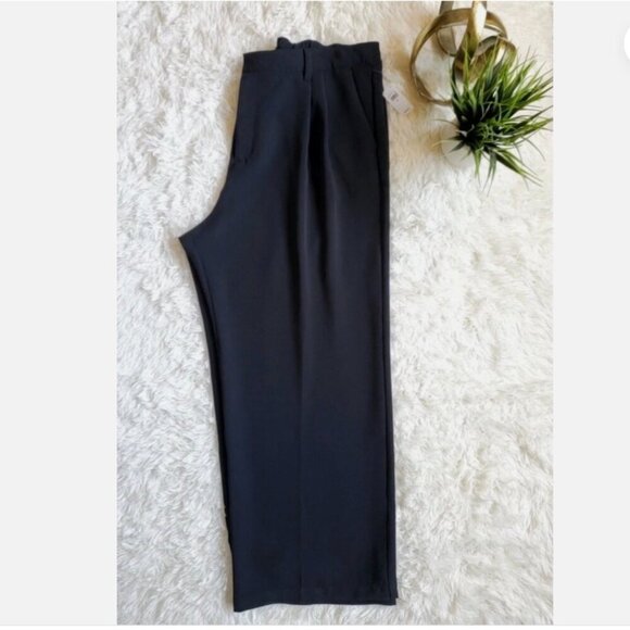 GAP Easy Crepe Drapey Pleated Black Loose Straight Elastic Pants Size 16 RT$80 - Picture 10 of 11